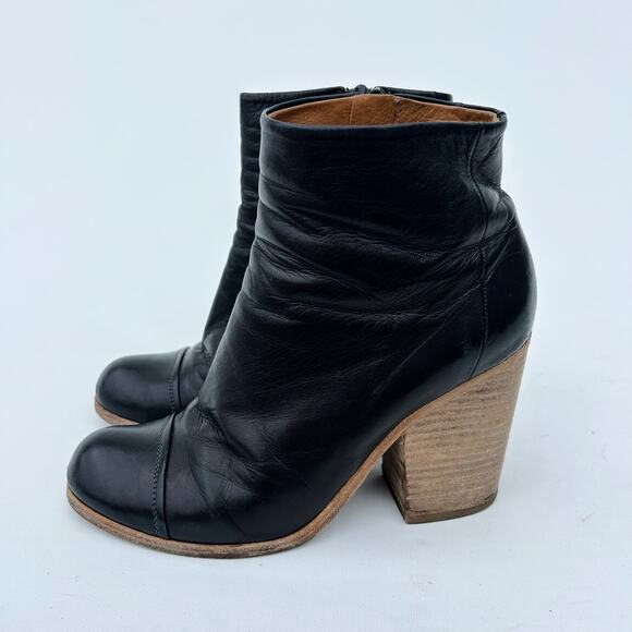 Coclico Celie Black Leather Ankle Boot Block Chunky Wooden 6.5 Heel 36.5 - Picture 4 of 10